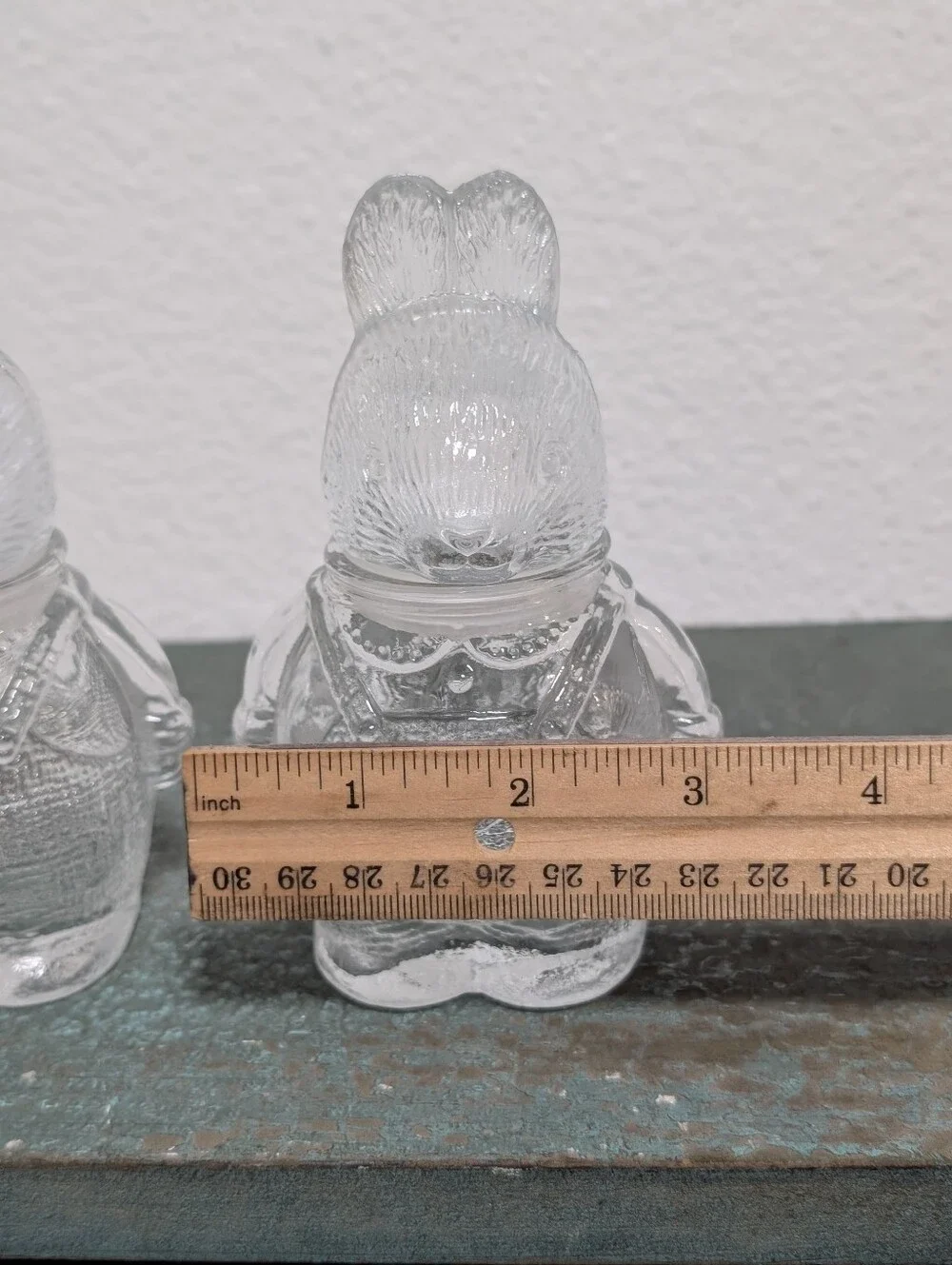 Set of 2 Clear Glass Easter Bunny Rabbit Small Canister Set 6.5
